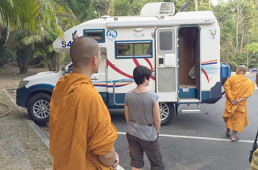 Thai monks near the camper