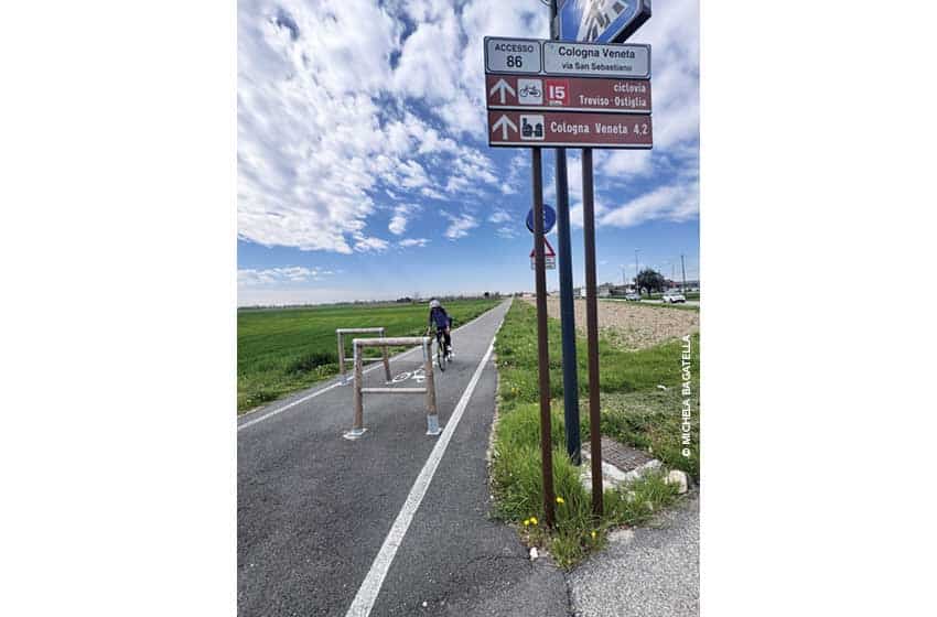 La ciclovia Treviso-Ostiglia a San Sebastiano, verso Cologna Veneta