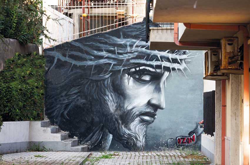 Calabria-Diamante-murales raffifurante Cristo con le spine
