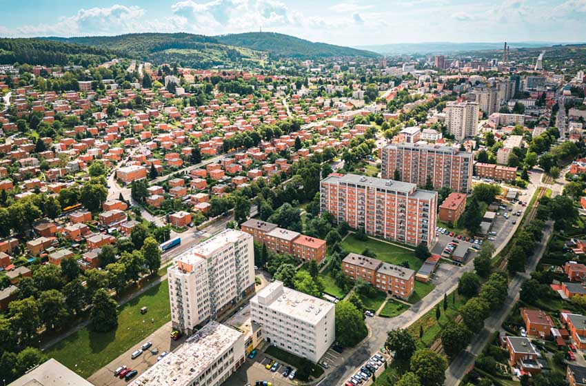 Repubblica Ceca-Zlin-veduta panoranica dall'alto