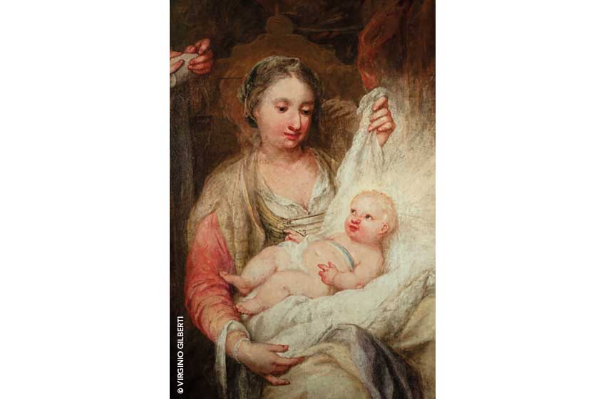 Un particolare della Natività della Vergine di Andrea Celesti nella chiesa di San Lorenzo a Verolanuova