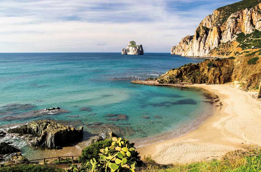 Sardinia-Sulcis Iglesiente-Masua beach-Pan di Zucchero rock