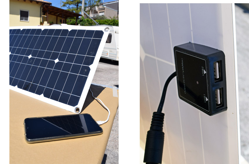 caricabatterie integrato nel pannellino solare
