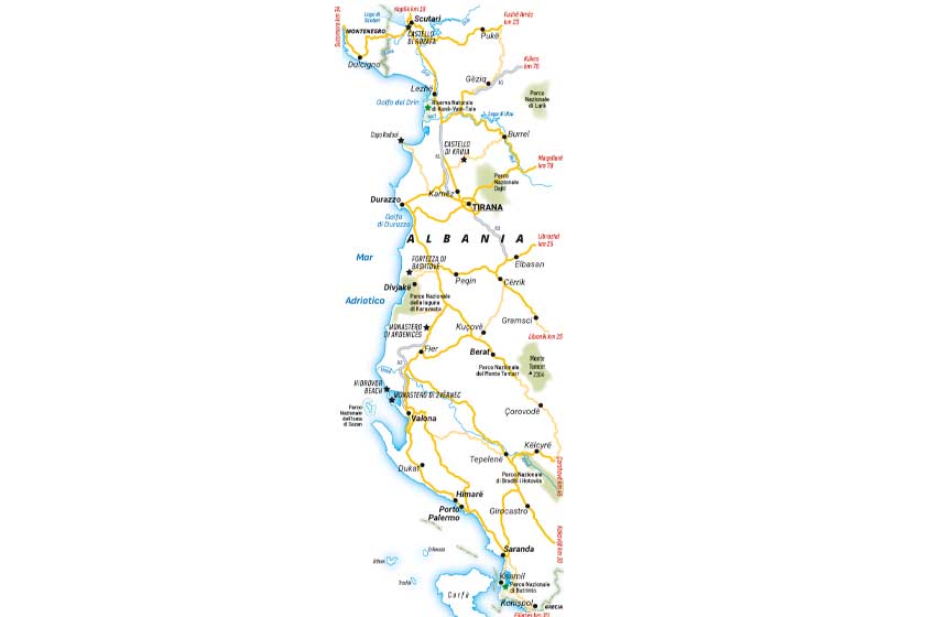 Albania-mappa itinerario