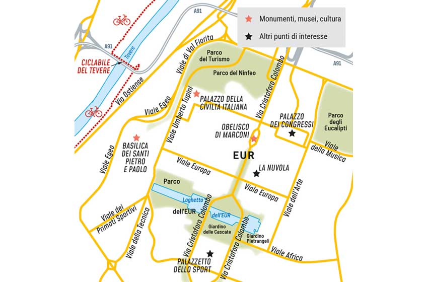 Mappa dell'Eur di Roma