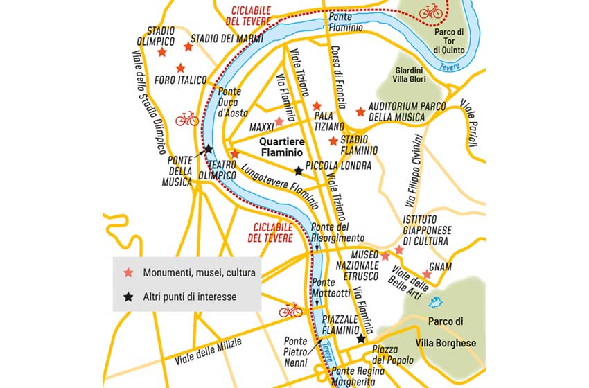 Mappa del Flaminio di Roma