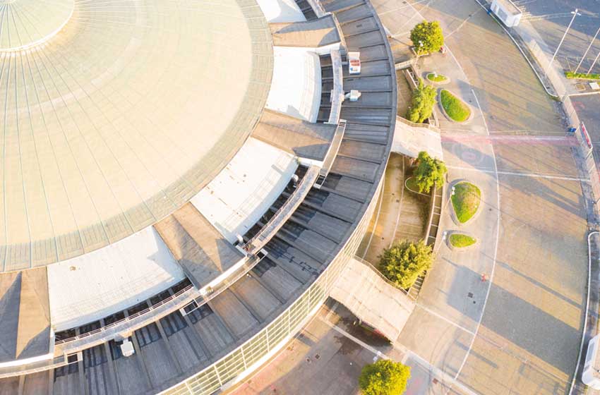 Vista aerea del Palazzetto dello Sport all'Eur