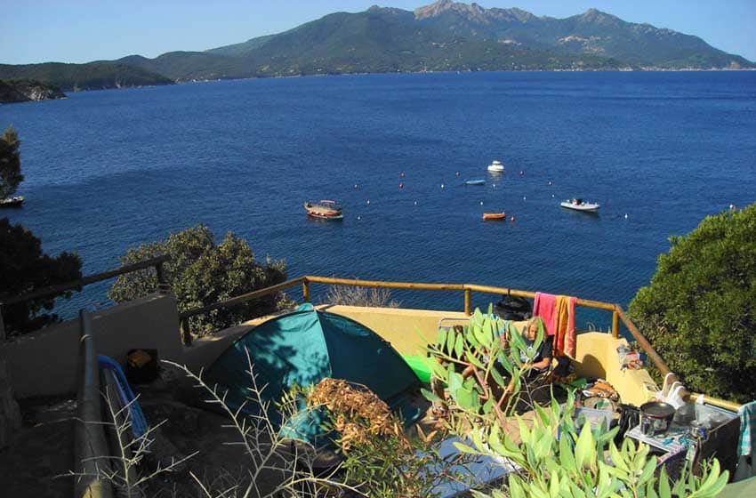 Toscana-Isola d'Elba-camping Enfola-tende-mare