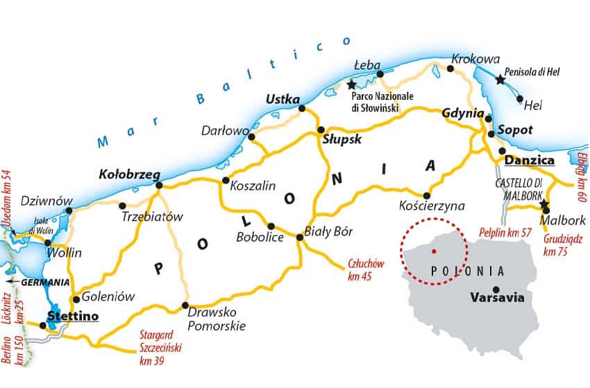 Polonia-da Stettino a Danzica-mappa