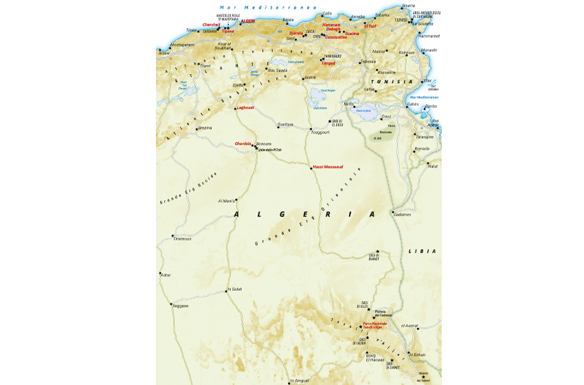 Mappa Algeria in camper