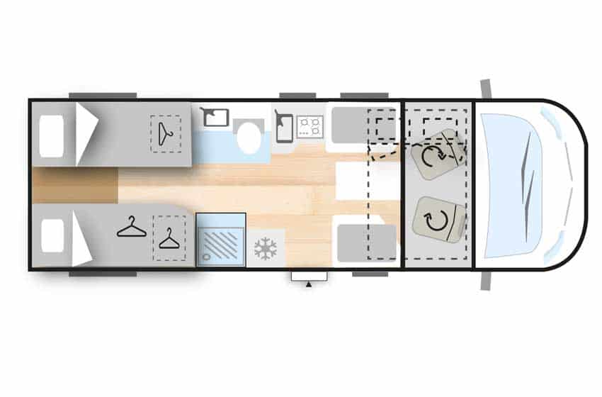 piantina motorhome Mobilvetta K-Yacht Tekno Line 86