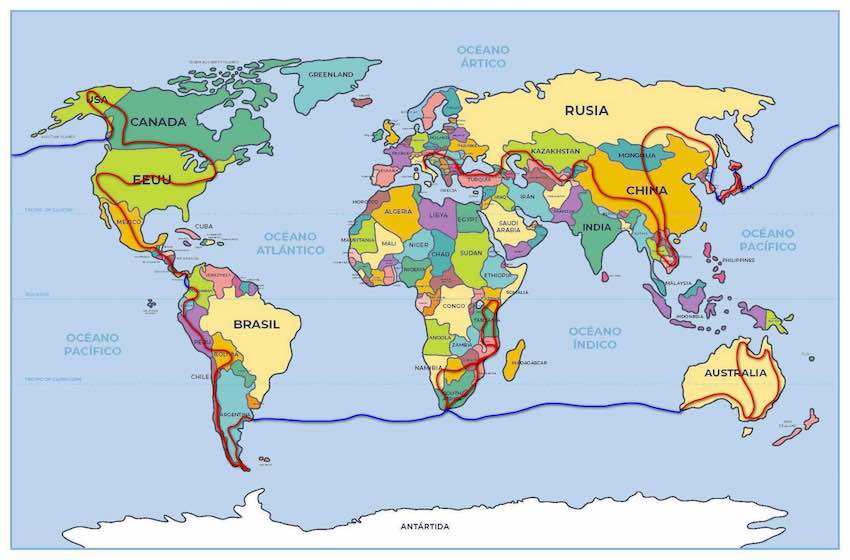 mappa giro del mondo